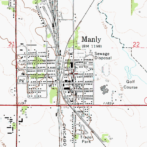 Topographic Map of City of Manly, IA