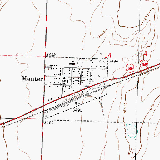 Topographic Map of City of Manter, KS