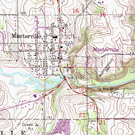 Topographic Map of City of Mantorville, MN
