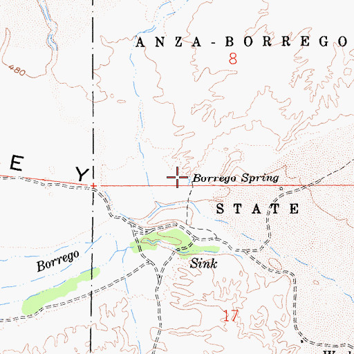 Topographic Map of Borrego Spring, CA