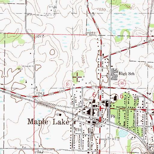 Topographic Map of City of Maple Lake, MN