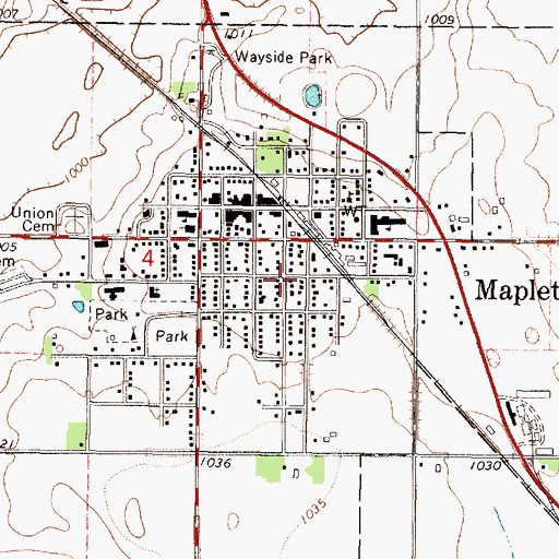 Topographic Map of City of Mapleton, MN