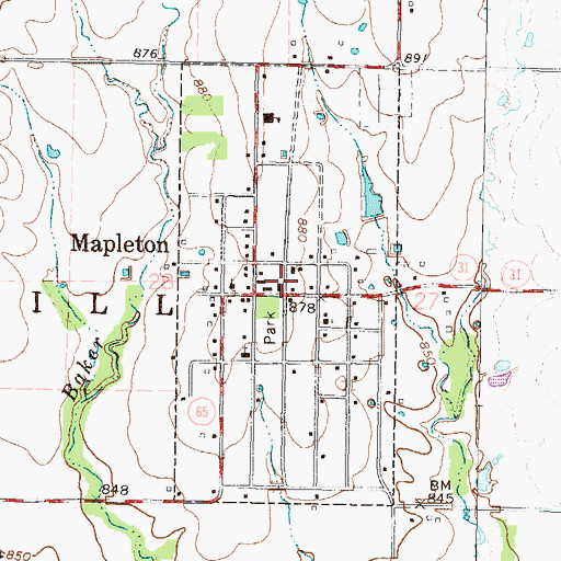 Topographic Map of City of Mapleton, KS