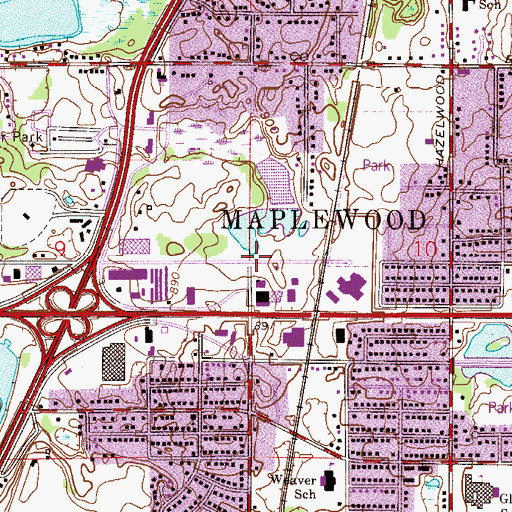 Topographic Map of City of Maplewood, MN