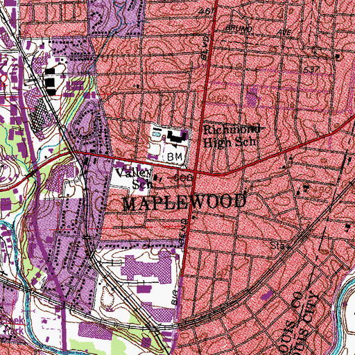 Topographic Map of City of Maplewood, MO