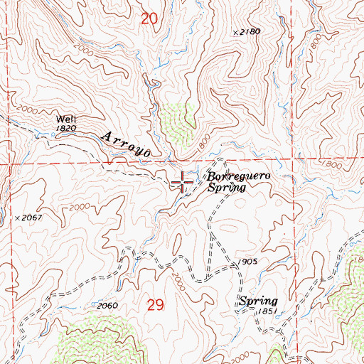 Topographic Map of Borreguero Spring, CA