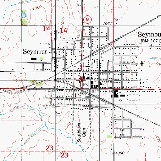 Topographic Map of City of Seymour, IA