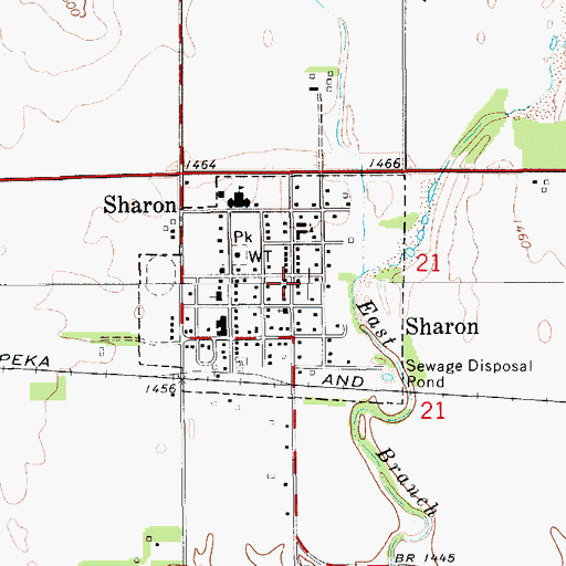 Topographic Map of City of Sharon, KS