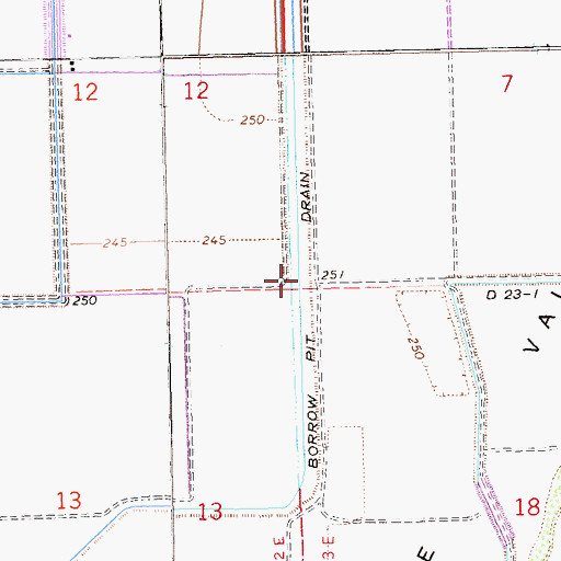 Topographic Map of Borrow Pit Drain, CA
