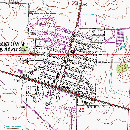Topographic Map of City of Shawneetown, IL