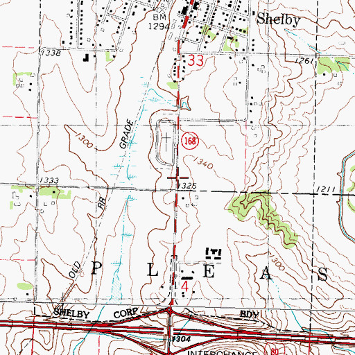 Topographic Map of City of Shelby, IA
