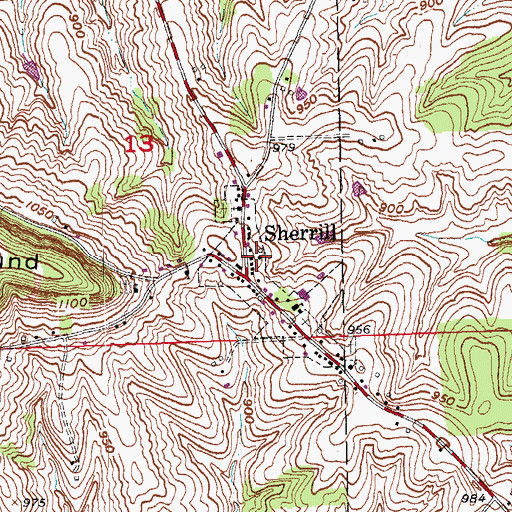 Topographic Map of City of Sherrill, IA