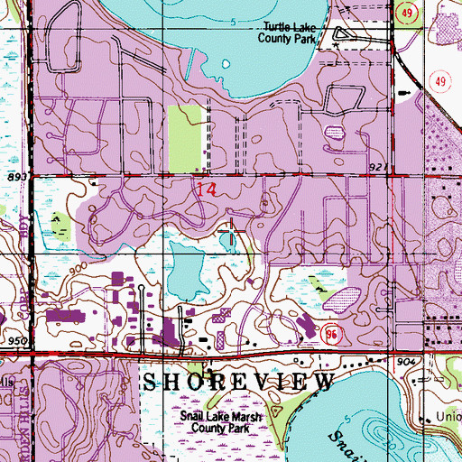 Topographic Map of City of Shoreview, MN