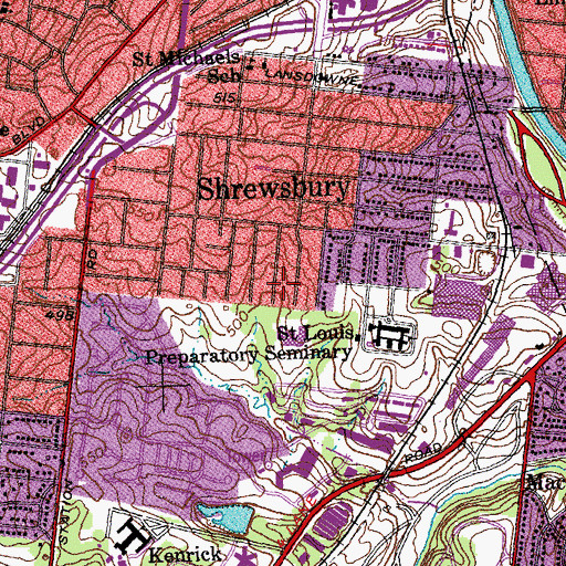 Topographic Map of City of Shrewsbury, MO