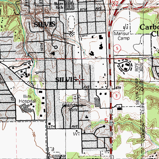 Topographic Map of City of Silvis, IL