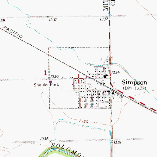 Topographic Map of City of Simpson, KS
