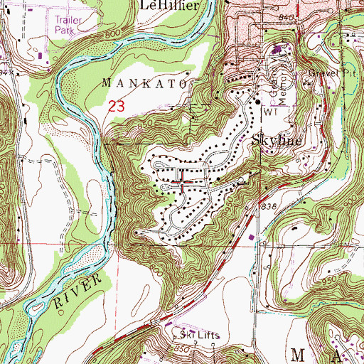 Topographic Map of City of Skyline, MN