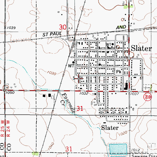 Topographic Map of City of Slater, IA