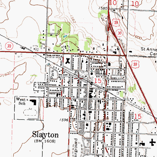 Topographic Map of City of Slayton, MN
