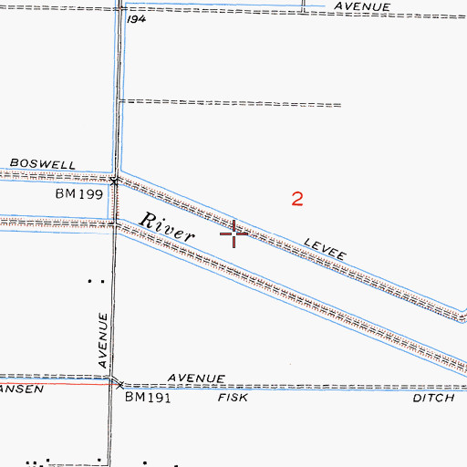 Topographic Map of Boswell Levee, CA