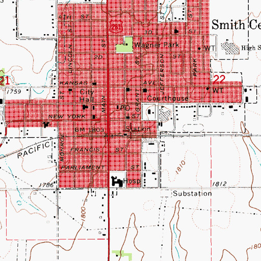 Topographic Map of City of Smith Center, KS