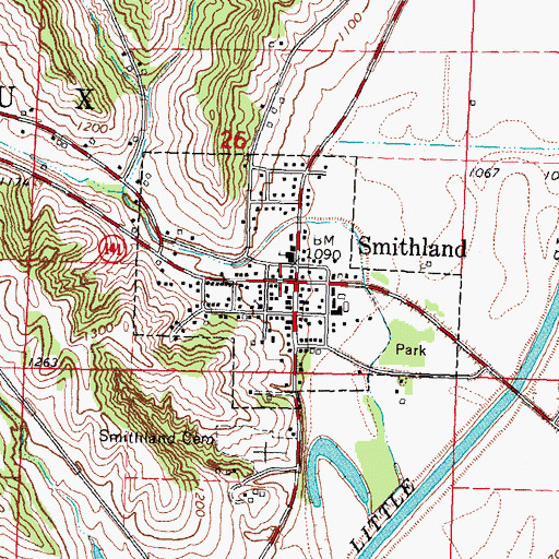 Topographic Map of City of Smithland, IA