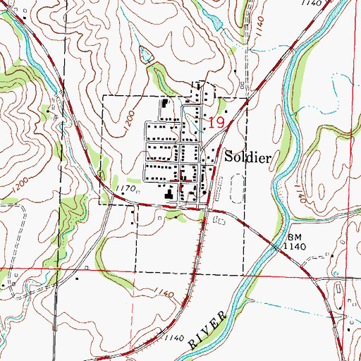 Topographic Map of City of Soldier, IA