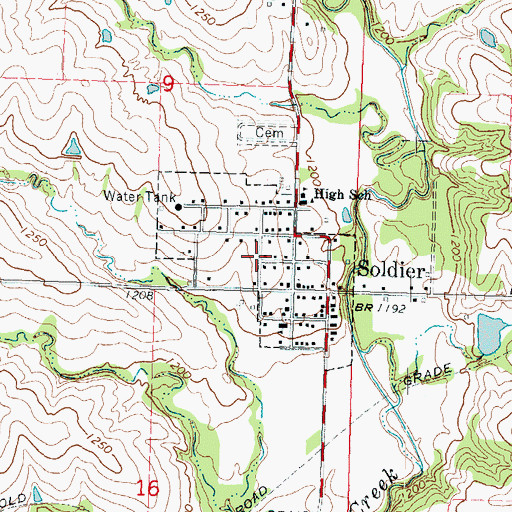 Topographic Map of City of Soldier, KS
