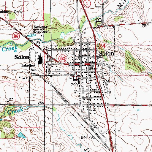 Topographic Map of City of Solon, IA