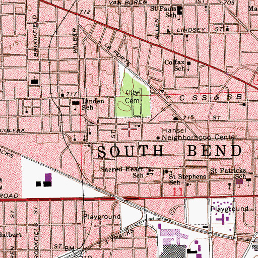 Topographic Map of City of South Bend, IN