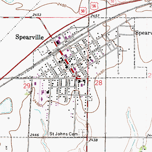Topographic Map of City of Spearville, KS