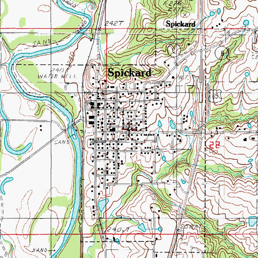 Topographic Map of City of Spickard, MO