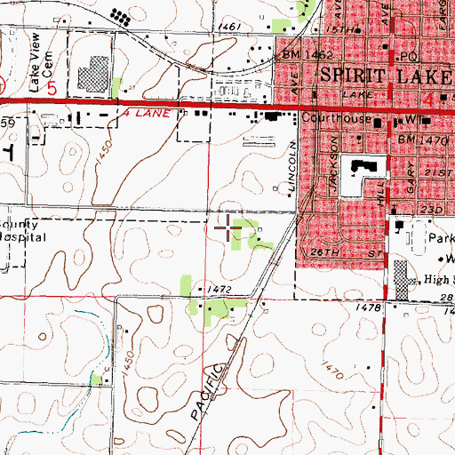 Topographic Map of City of Spirit Lake, IA