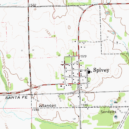 Topographic Map of City of Spivey, KS