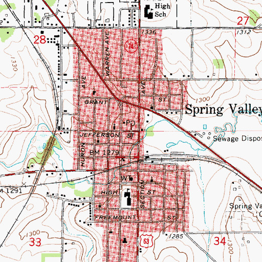 Topographic Map of City of Spring Valley, MN