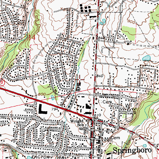 Topographic Map of City of Springboro, OH