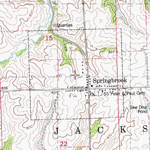 Topographic Map of City of Springbrook, IA