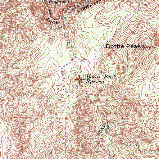 Topographic Map of Bottle Peak Spring, CA