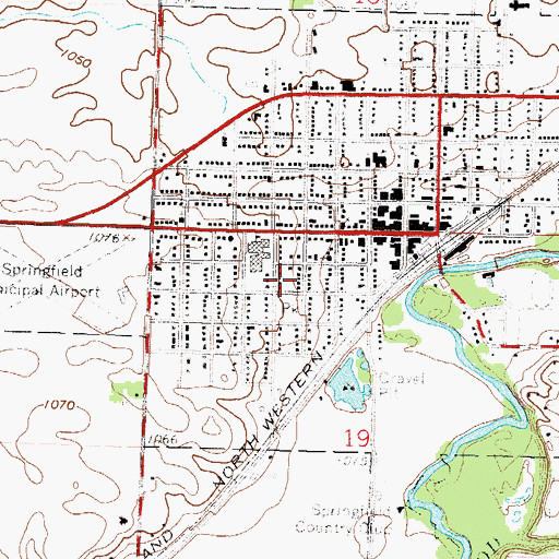 Topographic Map of City of Springfield, MN