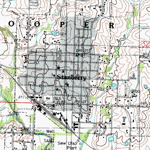 Topographic Map of City of Stanberry, MO