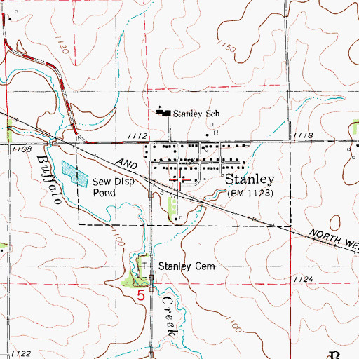 Topographic Map of City of Stanley, IA