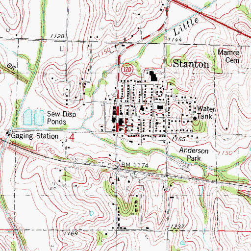 Topographic Map of City of Stanton, IA