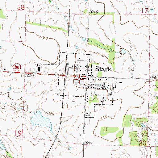 Topographic Map of City of Stark, KS