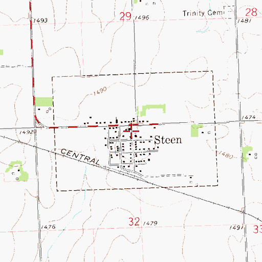 Topographic Map of City of Steen, MN
