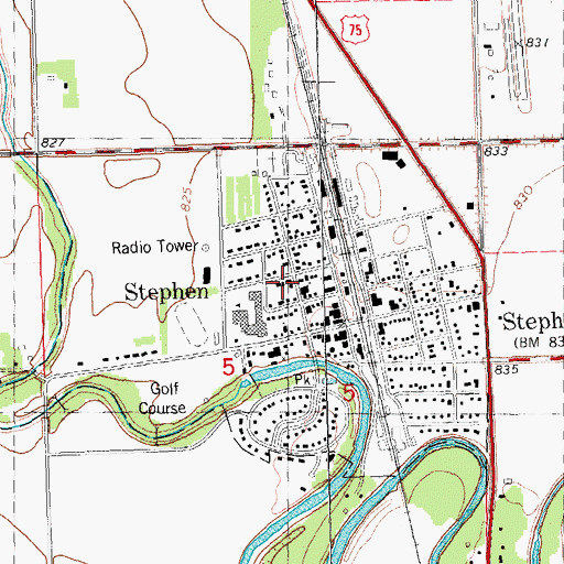 Topographic Map of City of Stephen, MN