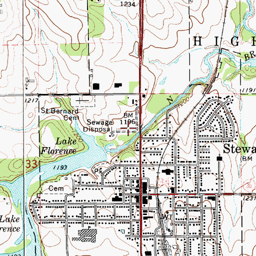 Topographic Map of City of Stewartville, MN