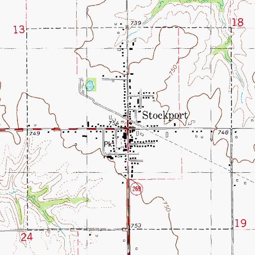 Topographic Map of City of Stockport, IA