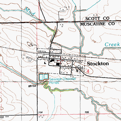 Topographic Map of City of Stockton, IA