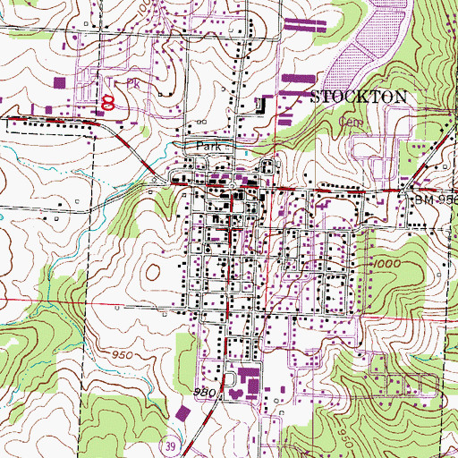 Topographic Map of City of Stockton, MO