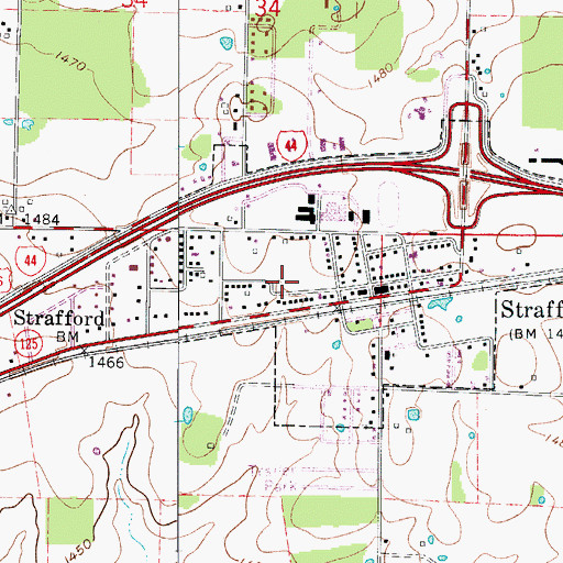 Topographic Map of City of Strafford, MO